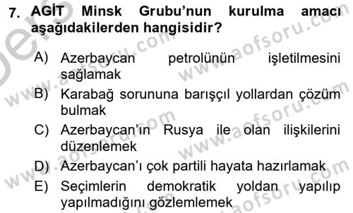 Çağdaş Türk Dünyası Dersi 2016 - 2017 Yılı 3 Ders Sınav Soruları 7. Soru