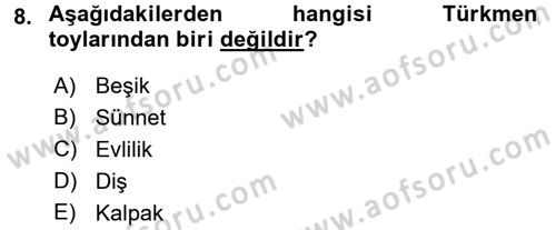 Çağdaş Türk Dünyası Dersi 2016 - 2017 Yılı 3 Ders Sınav Soruları 8. Soru