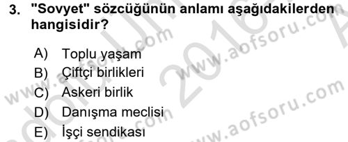 Çağdaş Türk Dünyası Dersi Ara Sınavı Deneme Sınav Soruları 3. Soru