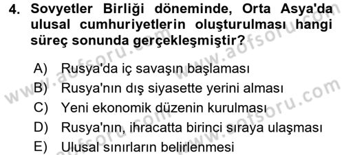 Çağdaş Türk Dünyası Dersi 2016 - 2017 Yılı (Vize) Ara Sınav Soruları 4. Soru