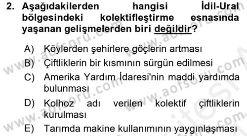 Çağdaş Türk Dünyası Dersi 2016 - 2017 Yılı (Final) Dönem Sonu Sınav Soruları 2. Soru