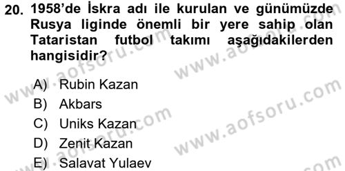 Çağdaş Türk Dünyası Dersi 2016 - 2017 Yılı (Final) Dönem Sonu Sınav Soruları 20. Soru