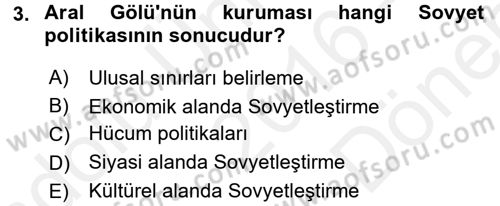 Çağdaş Türk Dünyası Dersi 2016 - 2017 Yılı (Final) Dönem Sonu Sınav Soruları 3. Soru