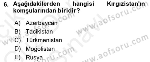 Çağdaş Türk Dünyası Dersi 2016 - 2017 Yılı (Final) Dönem Sonu Sınav Soruları 6. Soru