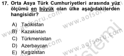 Çağdaş Türk Dünyası Dersi Ara Sınavı Deneme Sınav Soruları 17. Soru