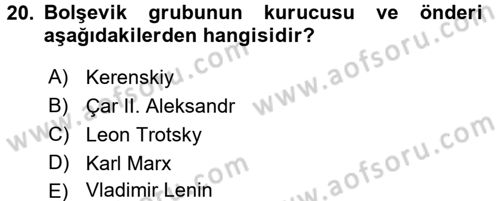 Çağdaş Türk Dünyası Dersi Ara Sınavı Deneme Sınav Soruları 20. Soru