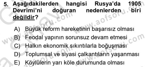 Çağdaş Türk Dünyası Dersi Ara Sınavı Deneme Sınav Soruları 5. Soru