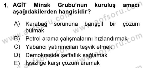 Çağdaş Türk Dünyası Dersi 2018 - 2019 Yılı 3 Ders Sınavı 1. Soru