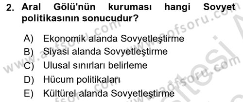 Çağdaş Türk Dünyası Dersi 2018 - 2019 Yılı 3 Ders Sınavı 2. Soru