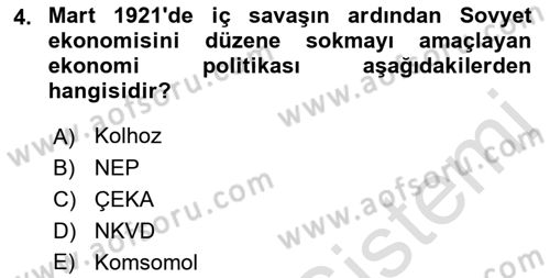 Çağdaş Türk Dünyası Dersi 2018 - 2019 Yılı 3 Ders Sınavı 4. Soru