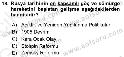 Çağdaş Türk Dünyası Dersi 2018 - 2019 Yılı (Vize) Ara Sınavı 18. Soru