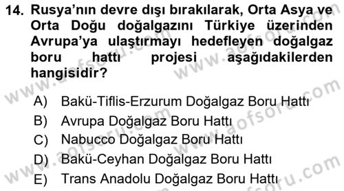 Çağdaş Türk Dünyası Dersi 2018 - 2019 Yılı (Final) Dönem Sonu Sınav Soruları 14. Soru