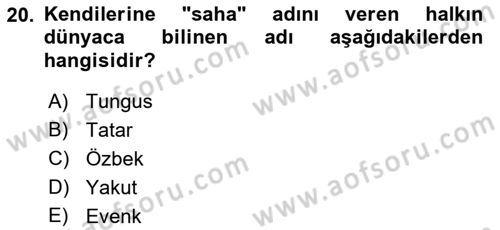 Çağdaş Türk Dünyası Dersi 2018 - 2019 Yılı (Final) Dönem Sonu Sınav Soruları 20. Soru