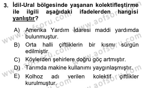 Çağdaş Türk Dünyası Dersi 2018 - 2019 Yılı (Final) Dönem Sonu Sınav Soruları 3. Soru