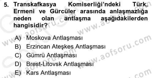 Çağdaş Türk Dünyası Dersi 2018 - 2019 Yılı (Final) Dönem Sonu Sınav Soruları 5. Soru
