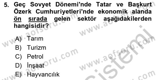 Çağdaş Türk Dünyası Dersi 2018 - 2019 Yılı Yaz Okulu Sınav Soruları 5. Soru
