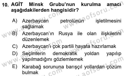 Çağdaş Türk Dünyası Dersi Ara Sınavı Deneme Sınav Soruları 10. Soru