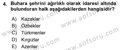 Çağdaş Türk Dünyası Dersi Ara Sınavı Deneme Sınav Soruları 4. Soru