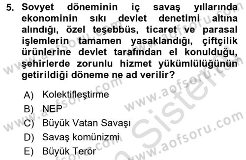 Çağdaş Türk Dünyası Dersi Ara Sınavı Deneme Sınav Soruları 5. Soru