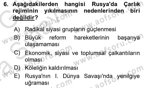 Çağdaş Türk Dünyası Dersi Ara Sınavı Deneme Sınav Soruları 6. Soru