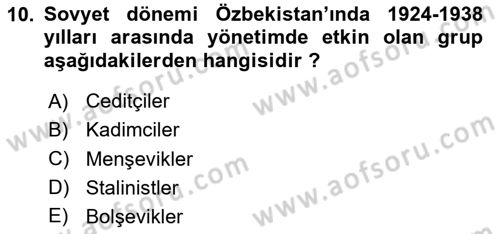 Çağdaş Türk Dünyası Dersi 2020 - 2021 Yılı Yaz Okulu Sınav Soruları 10. Soru