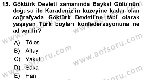 Çağdaş Türk Dünyası Dersi 2020 - 2021 Yılı Yaz Okulu Sınav Soruları 15. Soru