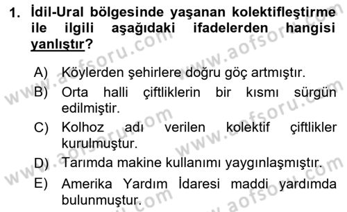 Çağdaş Türk Dünyası Dersi Ara Sınavı Deneme Sınav Soruları 1. Soru