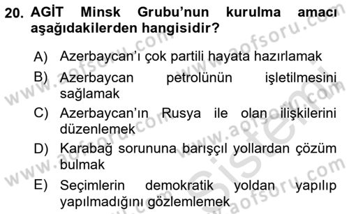 Çağdaş Türk Dünyası Dersi Ara Sınavı Deneme Sınav Soruları 20. Soru