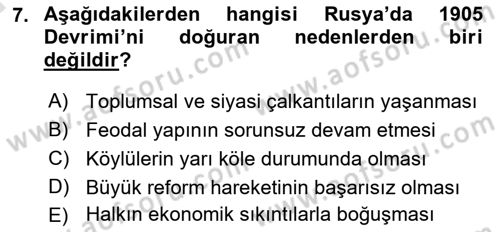 Çağdaş Türk Dünyası Dersi Ara Sınavı Deneme Sınav Soruları 7. Soru