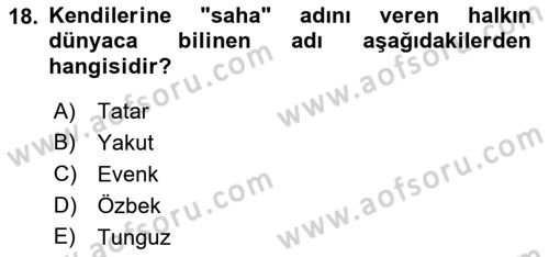 Çağdaş Türk Dünyası Dersi 2021 - 2022 Yılı (Final) Dönem Sonu Sınavı 18. Soru