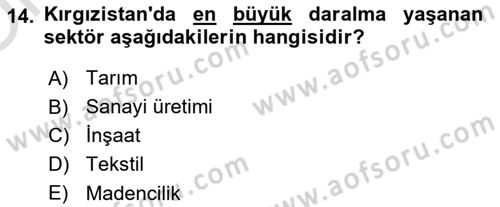 Çağdaş Türk Dünyası Dersi 2021 - 2022 Yılı Yaz Okulu Sınav Soruları 14. Soru