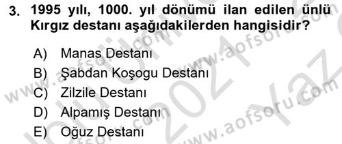 Çağdaş Türk Dünyası Dersi 2021 - 2022 Yılı Yaz Okulu Sınav Soruları 3. Soru