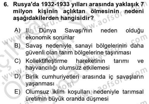 Çağdaş Türk Dünyası Dersi 2021 - 2022 Yılı Yaz Okulu Sınav Soruları 6. Soru