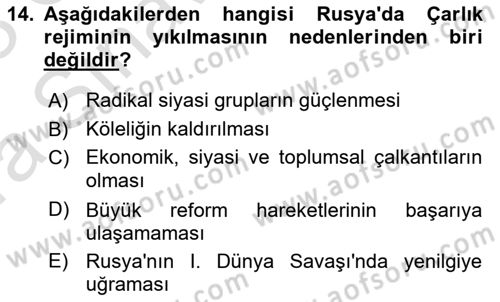 Çağdaş Türk Dünyası Dersi 2022 - 2023 Yılı (Vize) Ara Sınav Soruları 14. Soru