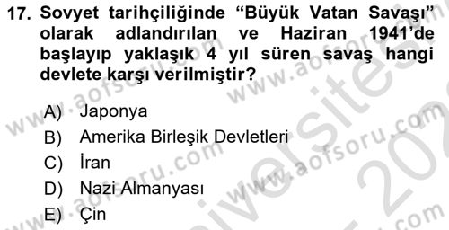 Çağdaş Türk Dünyası Dersi Ara Sınavı Deneme Sınav Soruları 17. Soru