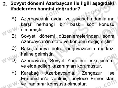 Çağdaş Türk Dünyası Dersi 2022 - 2023 Yılı (Vize) Ara Sınav Soruları 2. Soru
