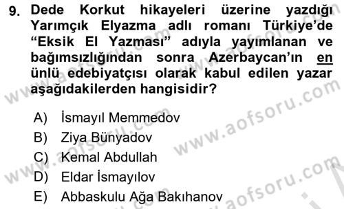 Çağdaş Türk Dünyası Dersi Ara Sınavı Deneme Sınav Soruları 9. Soru