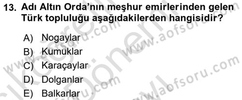 Çağdaş Türk Dünyası Dersi 2022 - 2023 Yılı (Final) Dönem Sonu Sınav Soruları 13. Soru