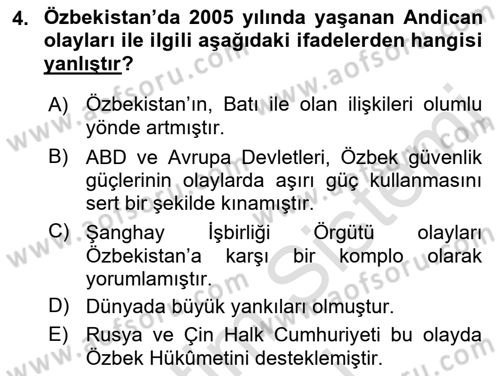 Çağdaş Türk Dünyası Dersi 2022 - 2023 Yılı (Final) Dönem Sonu Sınav Soruları 4. Soru