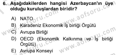 Çağdaş Türk Dünyası Dersi 2022 - 2023 Yılı (Final) Dönem Sonu Sınav Soruları 6. Soru