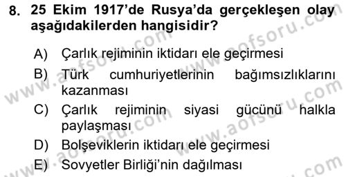 Çağdaş Türk Dünyası Dersi 2022 - 2023 Yılı (Final) Dönem Sonu Sınav Soruları 8. Soru