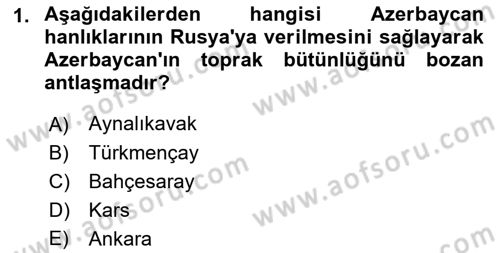 Çağdaş Türk Dünyası Dersi 2022 - 2023 Yılı Yaz Okulu Sınav Soruları 1. Soru