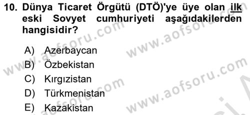Çağdaş Türk Dünyası Dersi 2022 - 2023 Yılı Yaz Okulu Sınav Soruları 10. Soru