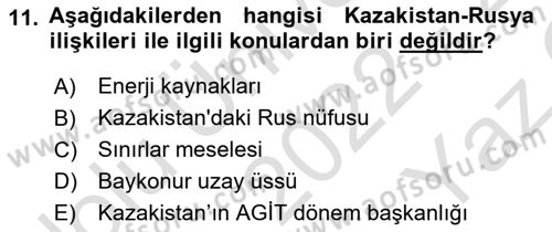 Çağdaş Türk Dünyası Dersi 2022 - 2023 Yılı Yaz Okulu Sınav Soruları 11. Soru