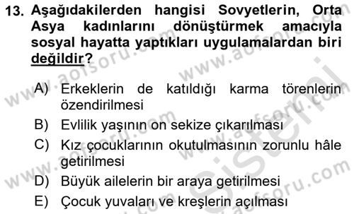 Çağdaş Türk Dünyası Dersi 2022 - 2023 Yılı Yaz Okulu Sınavı 13. Soru