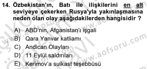 Çağdaş Türk Dünyası Dersi 2022 - 2023 Yılı Yaz Okulu Sınav Soruları 14. Soru