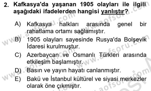 Çağdaş Türk Dünyası Dersi 2022 - 2023 Yılı Yaz Okulu Sınav Soruları 2. Soru