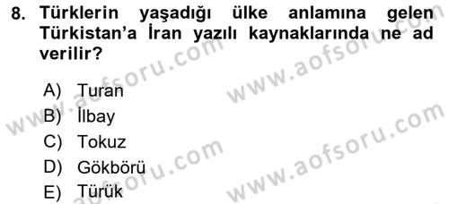 Çağdaş Türk Dünyası Dersi 2022 - 2023 Yılı Yaz Okulu Sınav Soruları 8. Soru