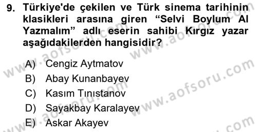 Çağdaş Türk Dünyası Dersi 2022 - 2023 Yılı Yaz Okulu Sınav Soruları 9. Soru