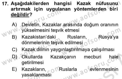Çağdaş Türk Dünyası Dersi 2023 - 2024 Yılı (Vize) Ara Sınav Soruları 17. Soru